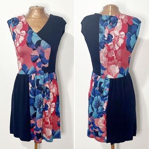 Anthro Leifsdottir Knit Patchwork Floral Print Mini Dress Size extra small